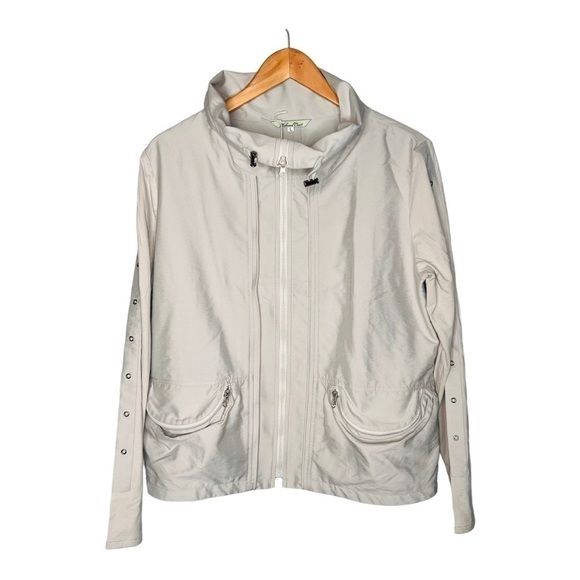 NWT! Redwood Court Double Knit Silver Gray Linen Poly Shark Skin Jacket. Size L - Picture 14 of 14